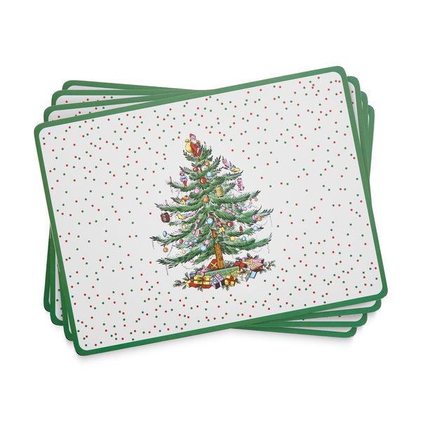 Christmas Tree Polka Dot Placemats Set of 4