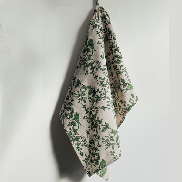 Linen Natural Garden Tea Towel