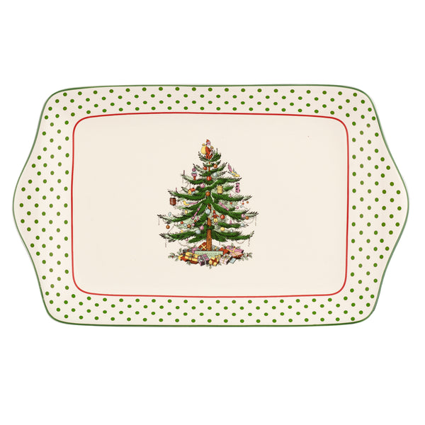 Christmas Tree Polka Dot Dessert Tray